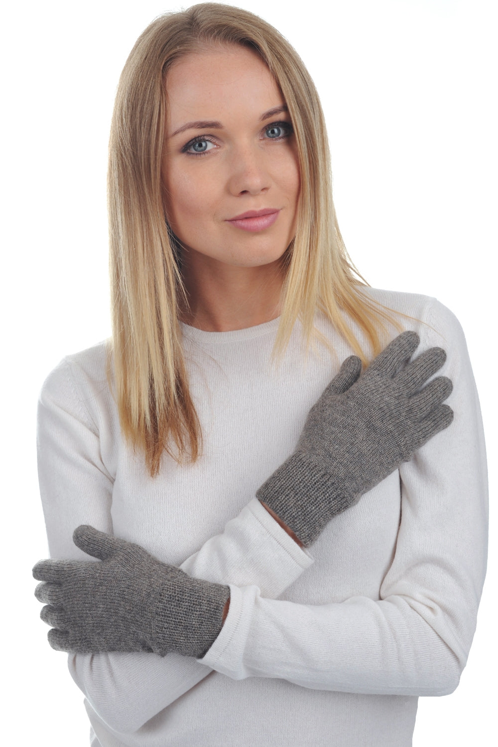 Manine in cashmere donna - marmotte chiné - Mahogany