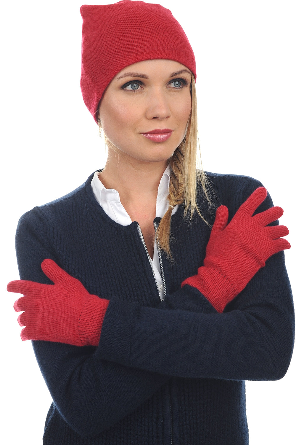 Manine in cashmere donna - rosso velluto - Mahogany