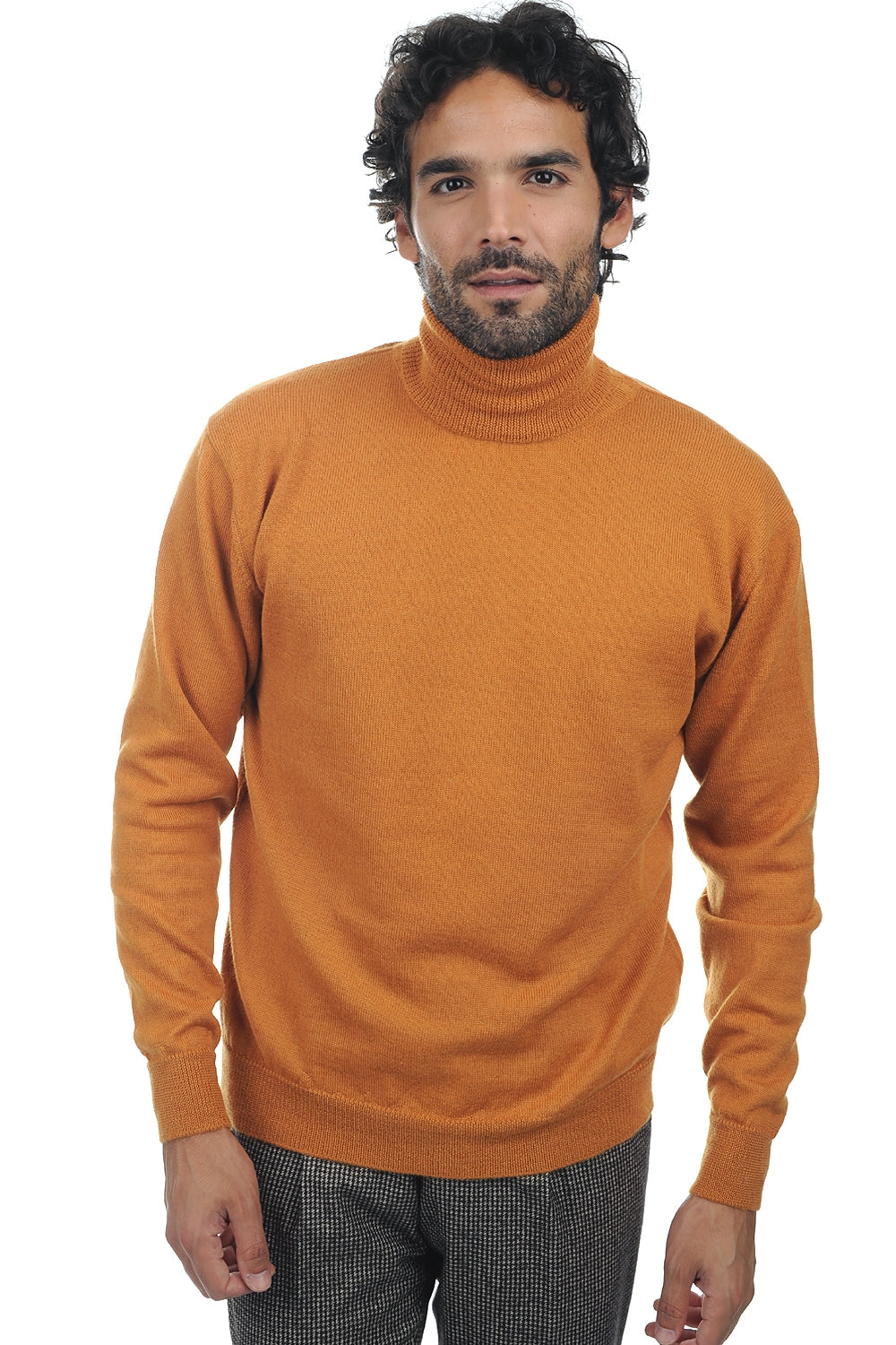 Edgar-Alpaga in baby alpaca uomo - zafferano - Mahogany