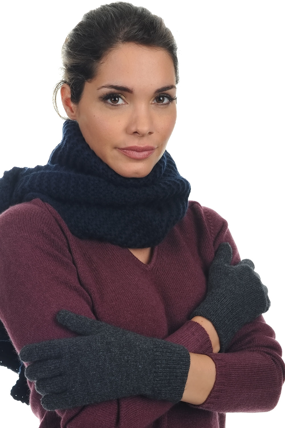 Guanto in cashmere, 100% Cashmere, donna, fine, , Mahogany