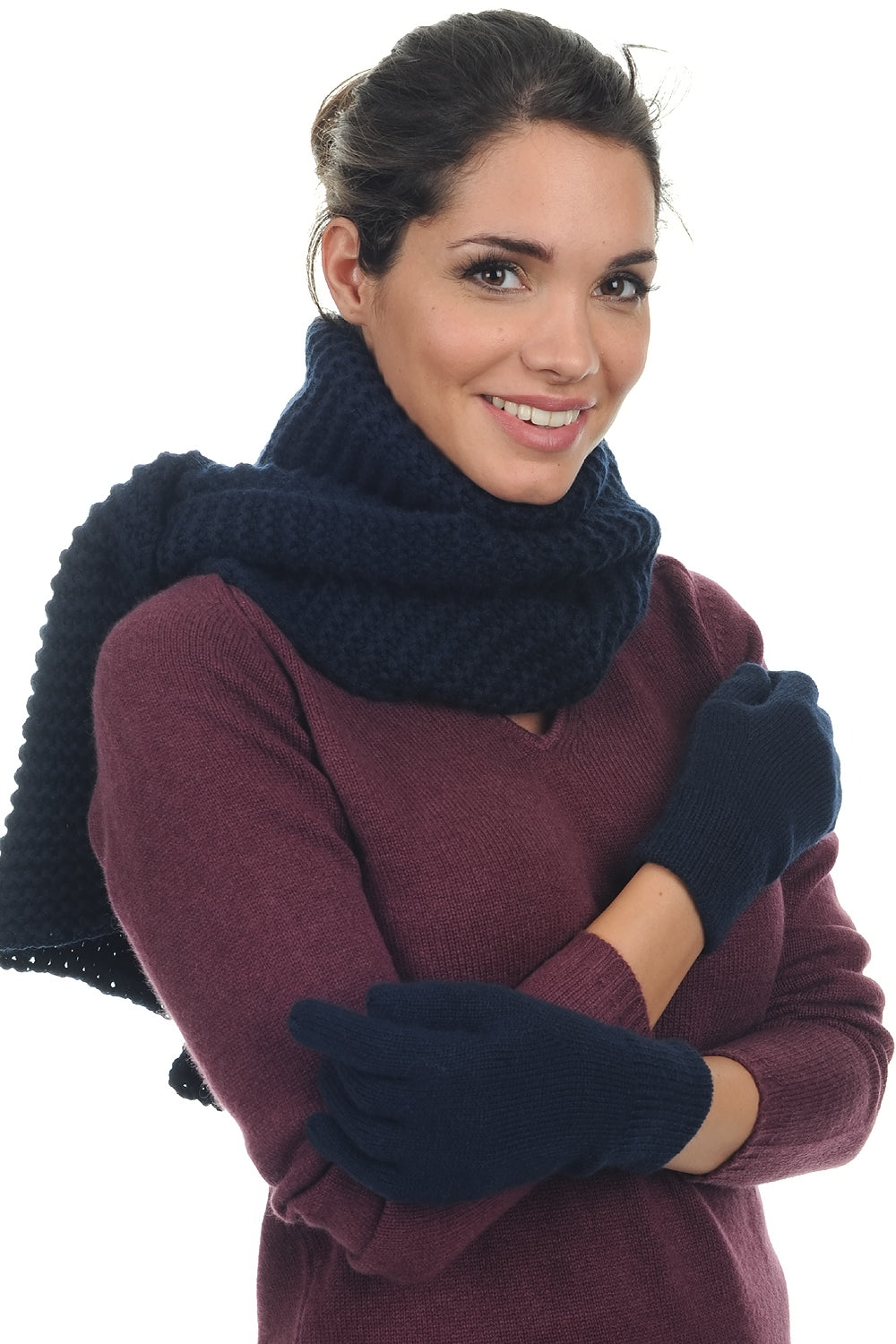 Manine in cashmere donna - blu marino scuro - Mahogany