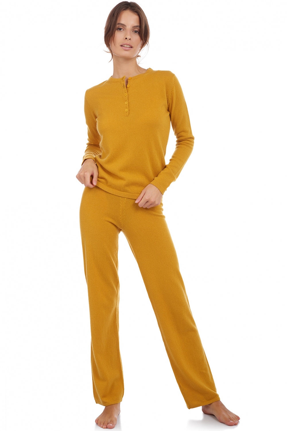 Loan in cashmere donna - senape - Mahogany