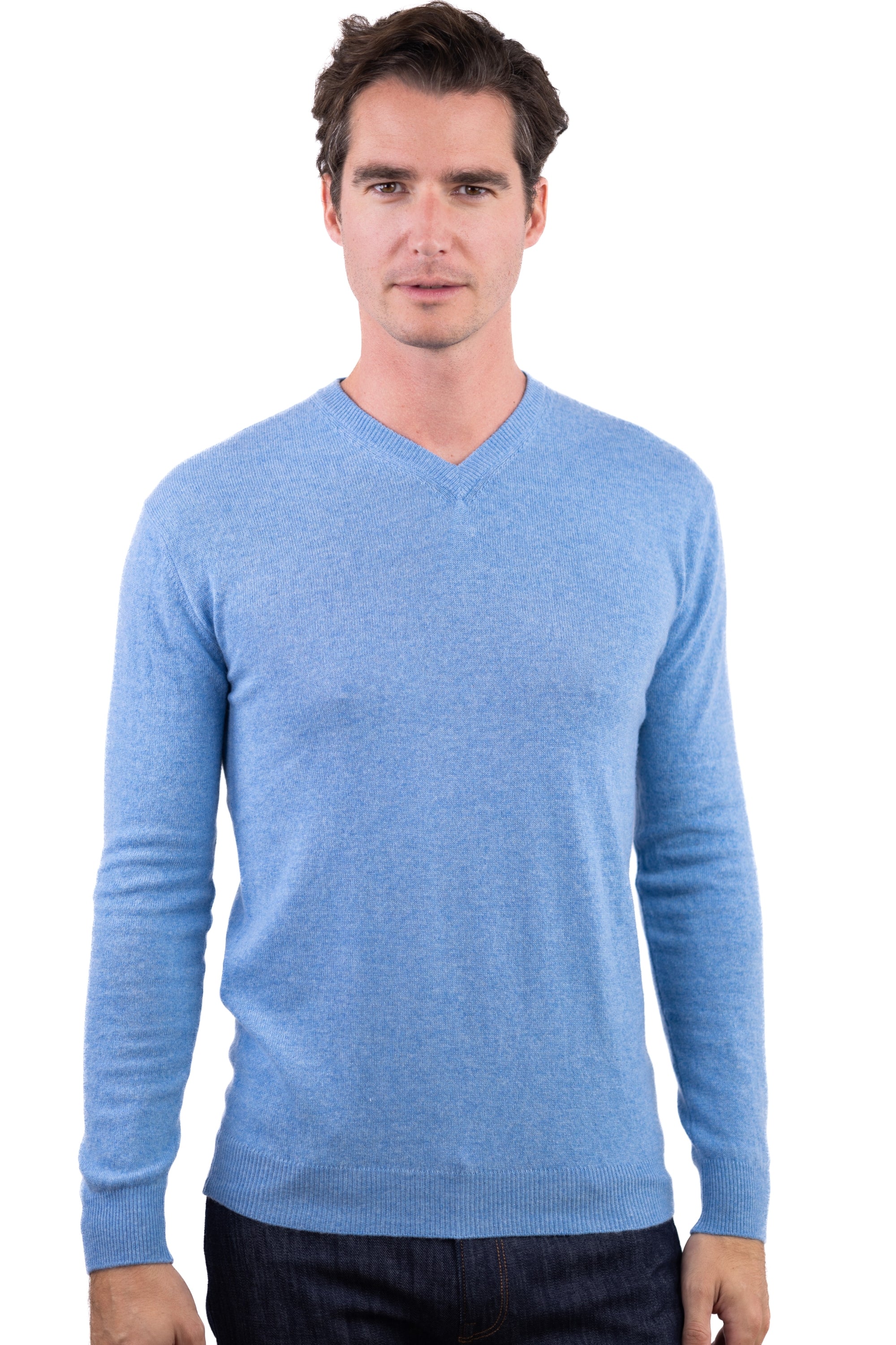 Maddox in cashmere uomo - azzurro cielo chiné - Mahogany