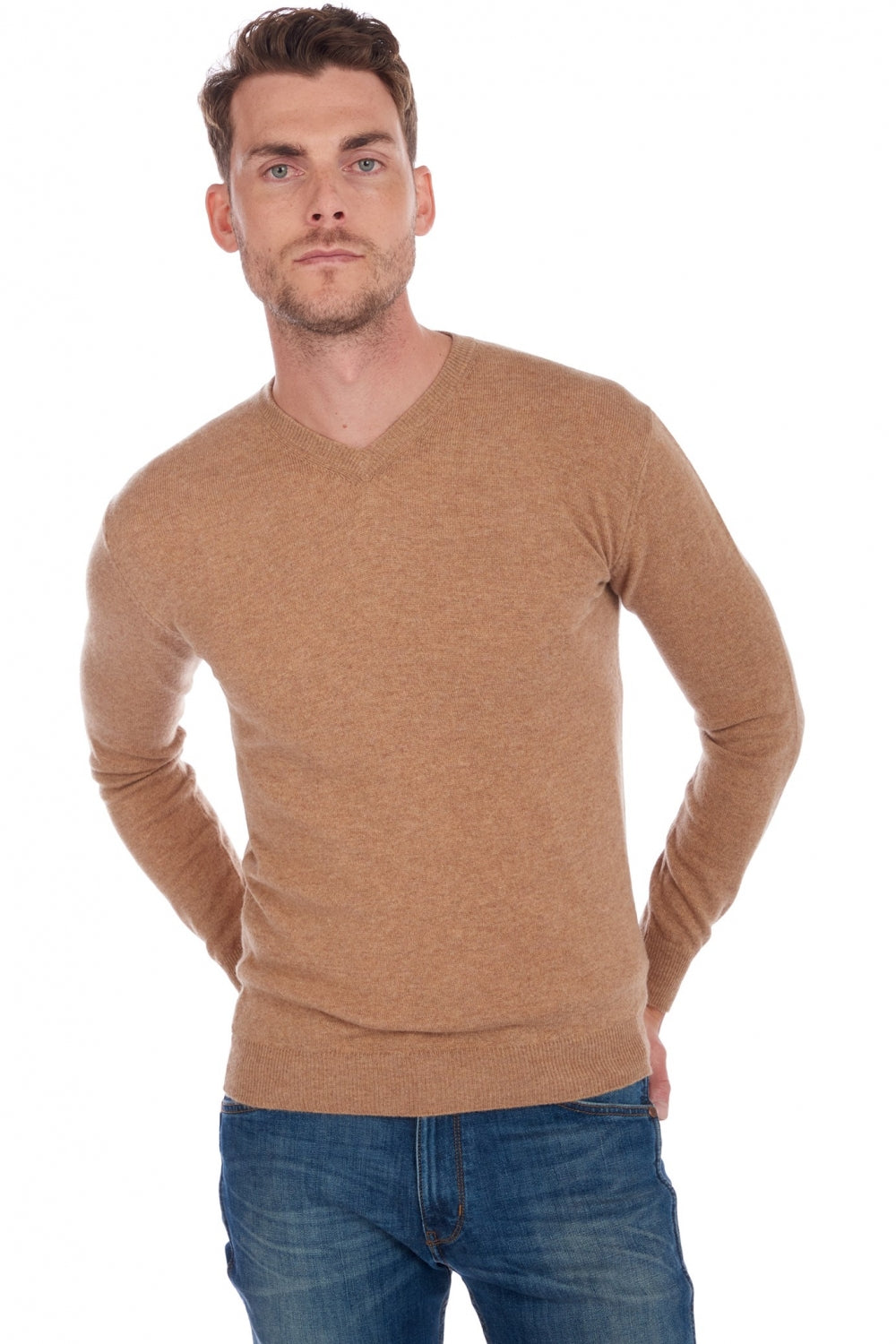 Maddox in cashmere uomo - cammello chiné - Mahogany