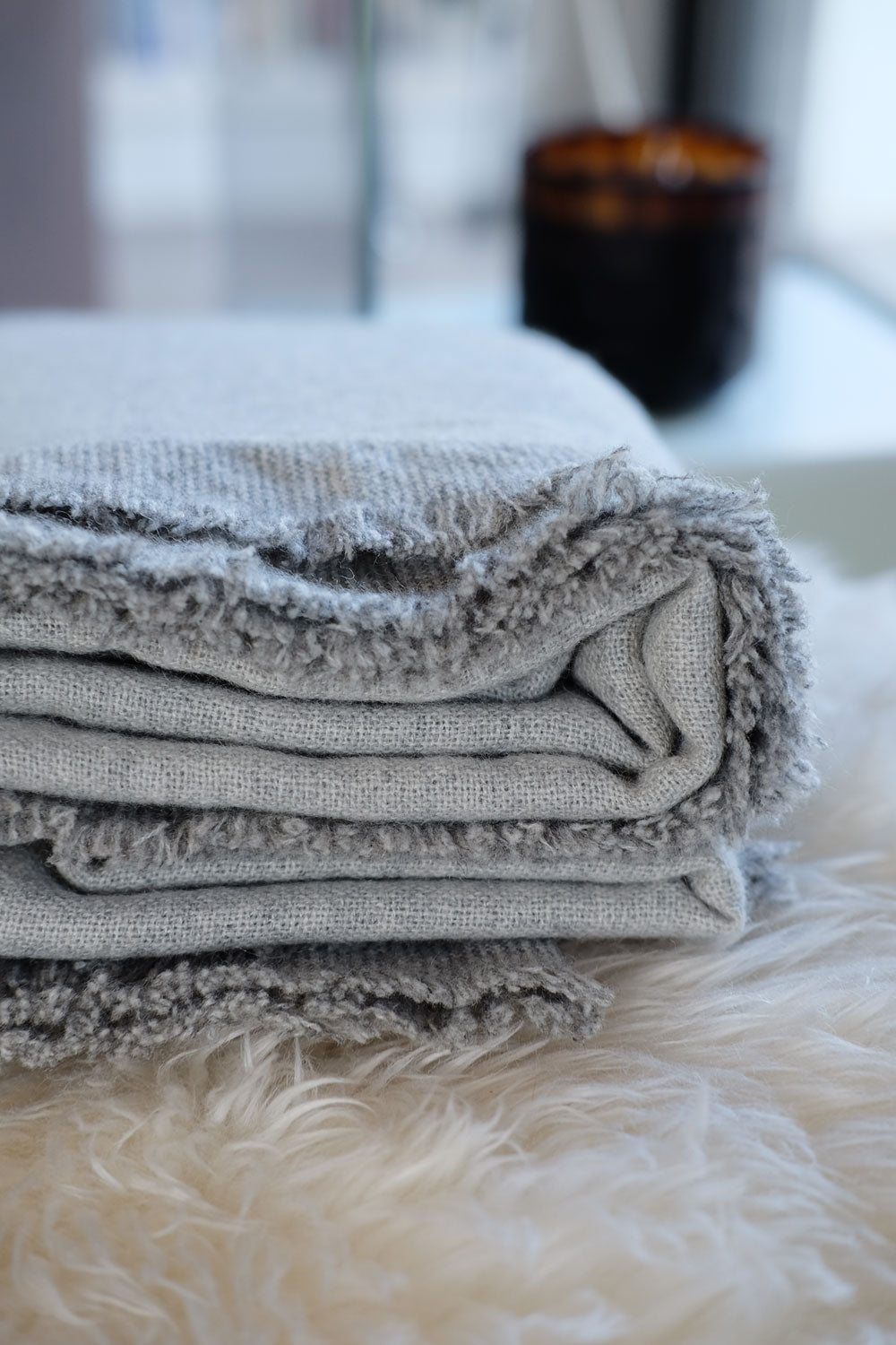 Fougere 130 x 190 in cashmere misto - grigio chiné-flanella chiné - Mahogany