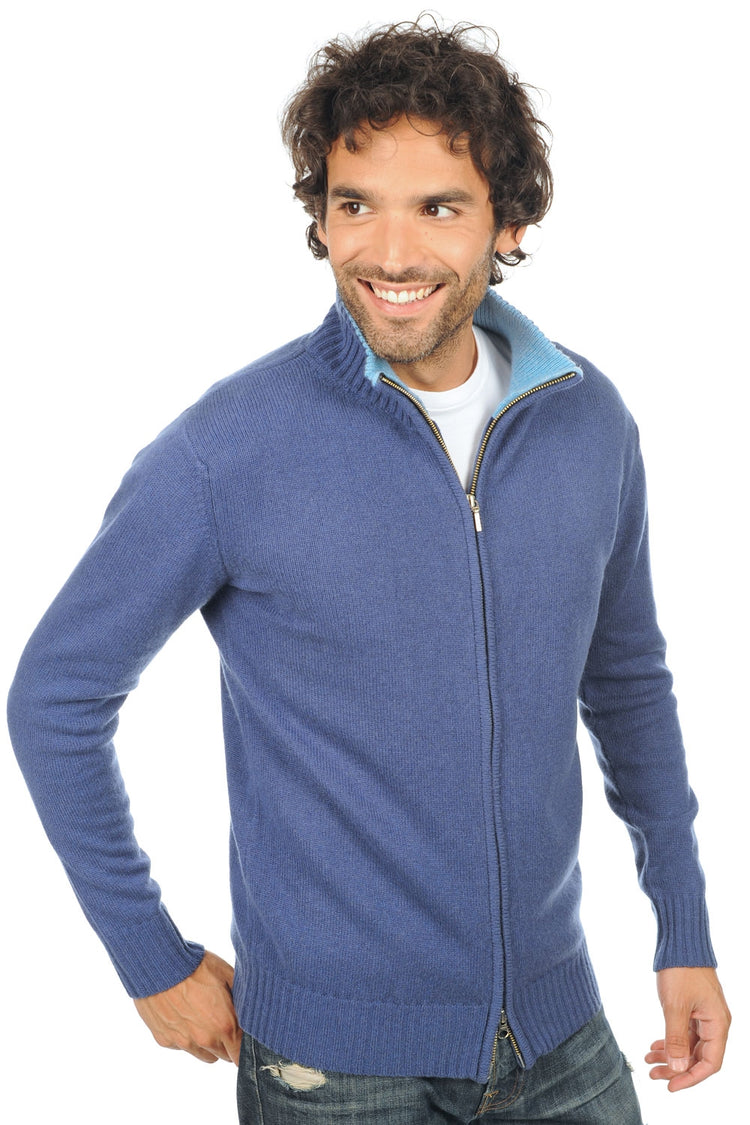 Cardigan in cashmere, 100% Cashmere, uomo, collo alto / collo a camino, chiusura zip, taglio dritto, maniche lunghe, fine, , Mahogany