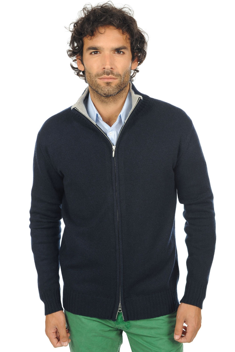 Maxime in cashmere uomo - blu marino scuro-flanella melange - Mahogany
