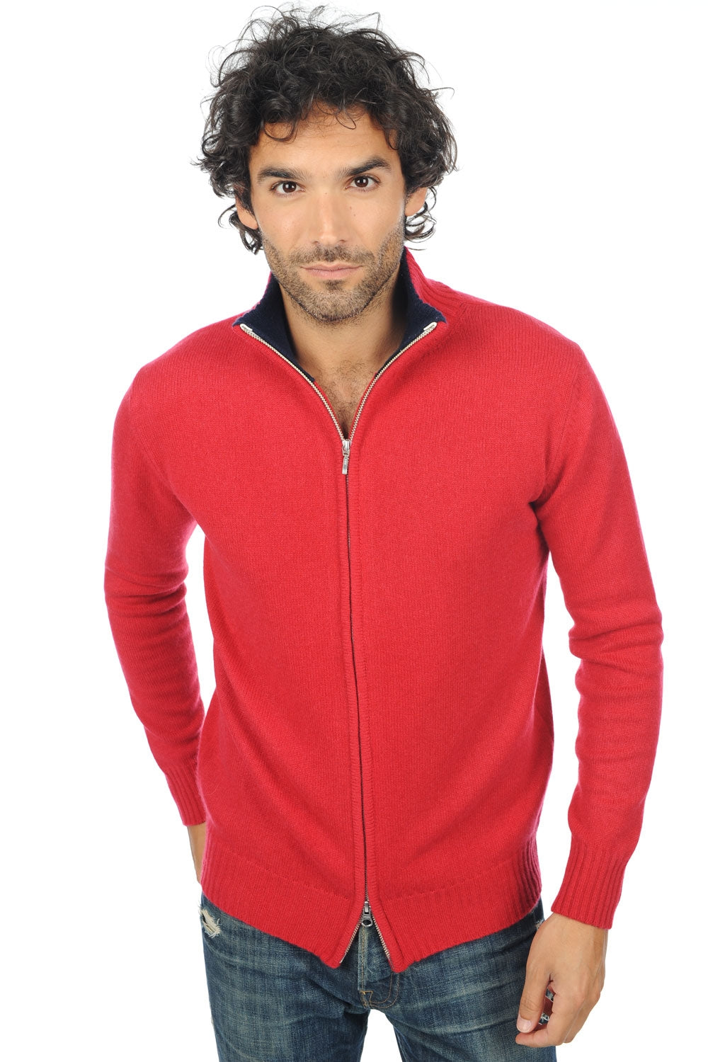 Maxime in cashmere uomo - rosso velluto-blu marino scuro - Mahogany