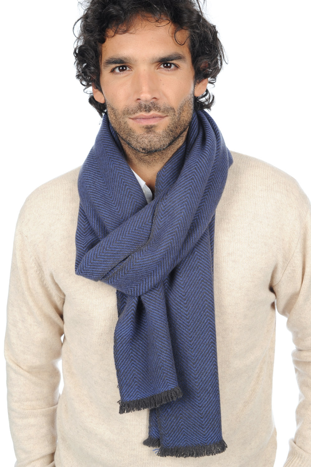 Orage in cashmere misto - antracite-blu maschile - Mahogany