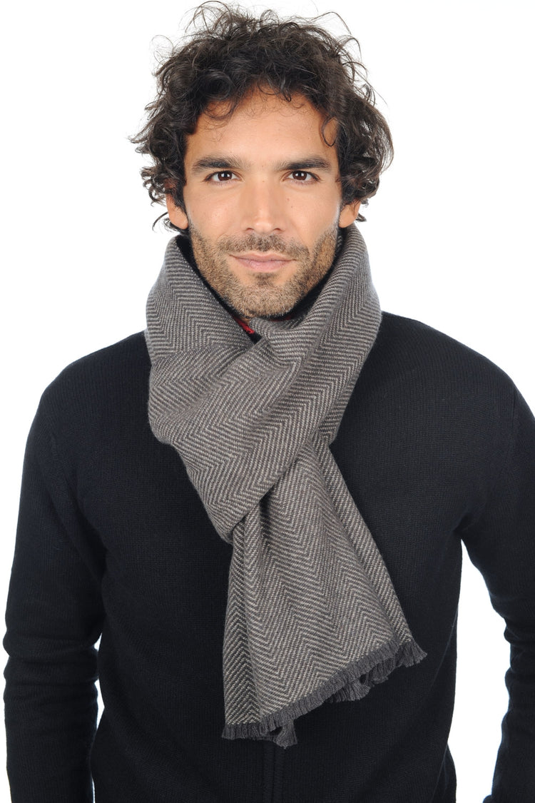Sciarpa in cashmere, 100% Cashmere, misto, righe, sottile, , Mahogany