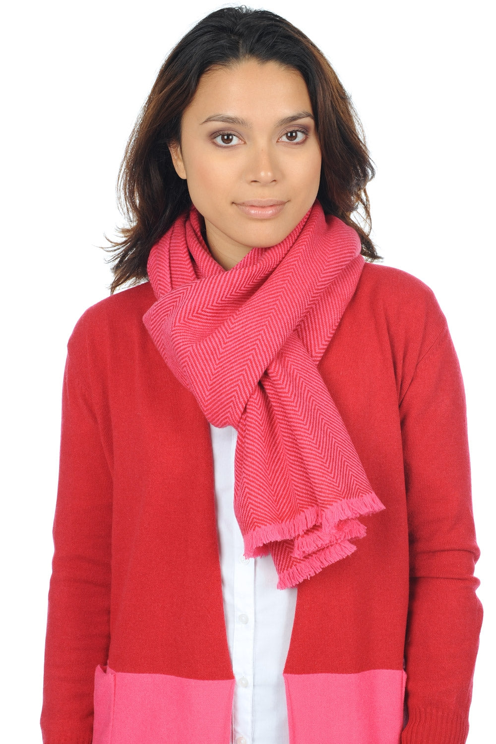 Orage in cashmere misto - rosa shocking-rosso velluto - Mahogany