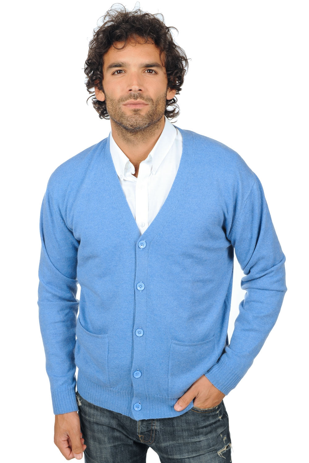 Yoni in cashmere uomo - blu melange - Mahogany