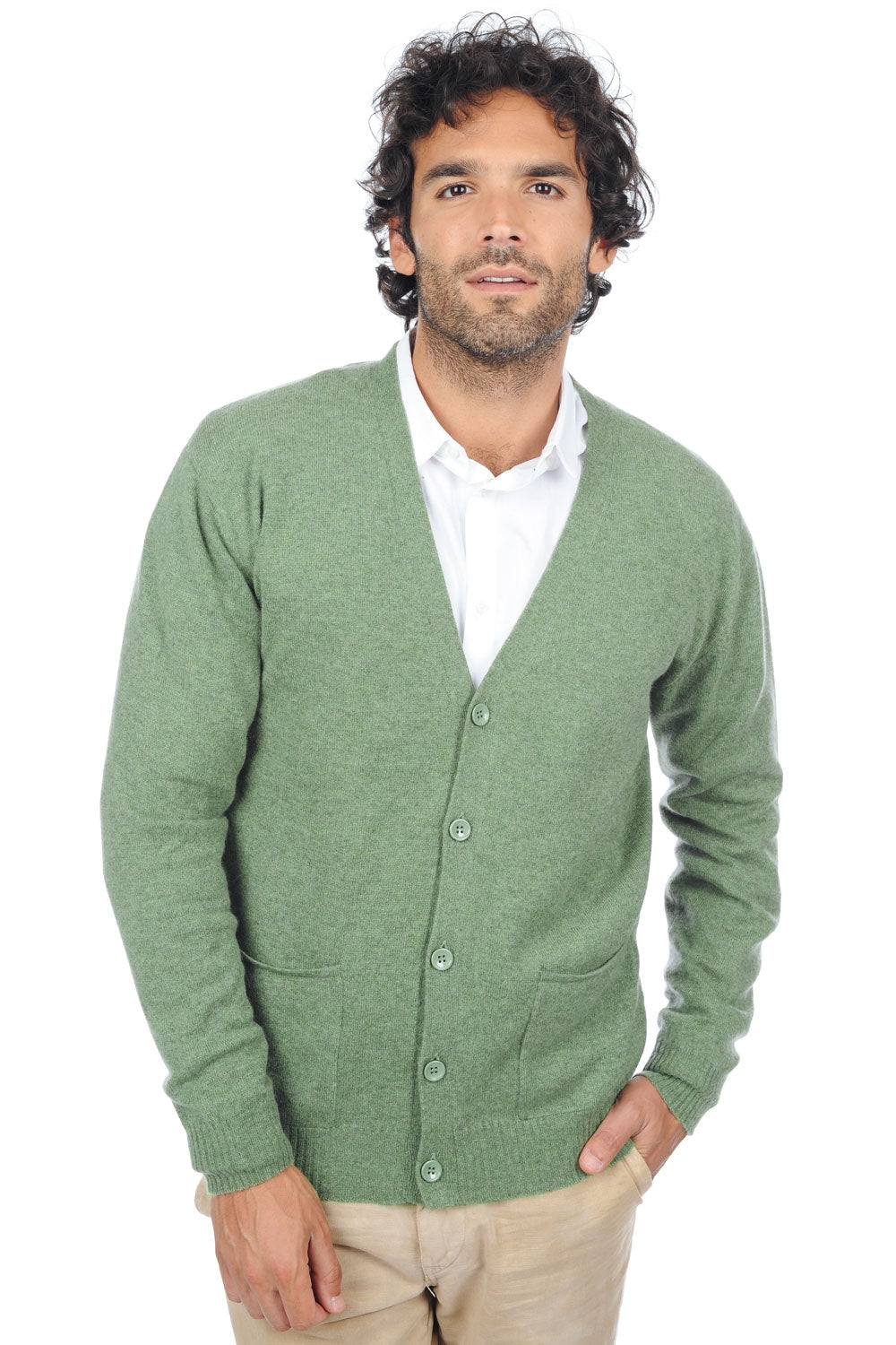 Yoni in cashmere da uomo - verde chiné - Mahogany