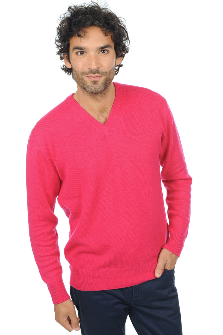 Maglione in cashmere, 100% Cashmere, uomo, collo a V, taglio dritto, maniche lunghe, sottile, , Mahogany
