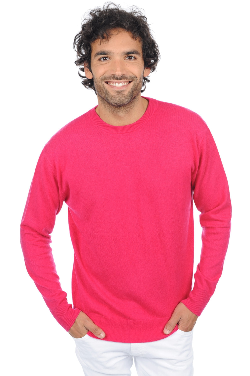 Maglione in cashmere, 100% cashmere, uomo, collo rotondo, taglio dritto, maniche lunghe, fine, , Mahogany