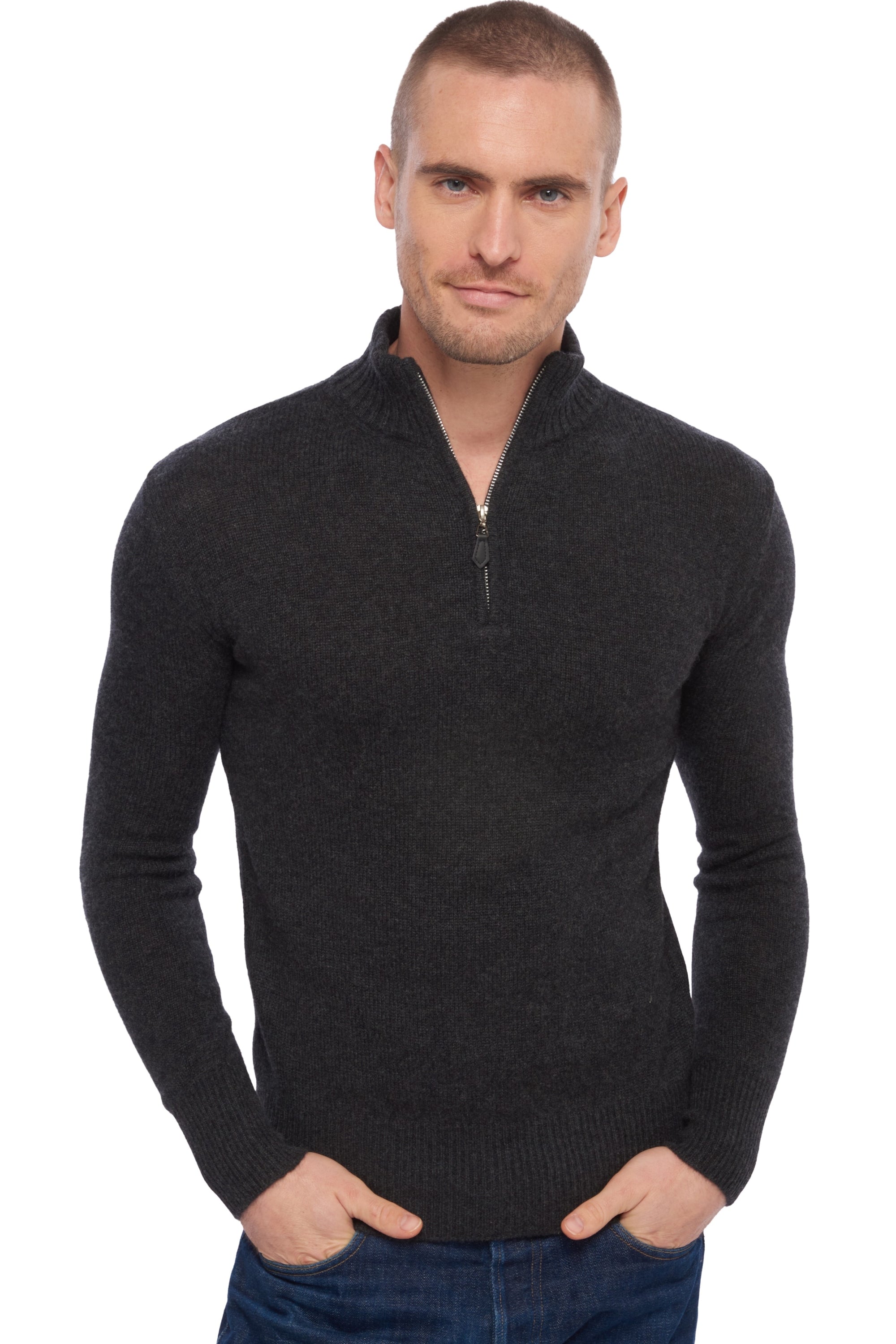 Donovan in cashmere da uomo - antracite chiné - Mahogany