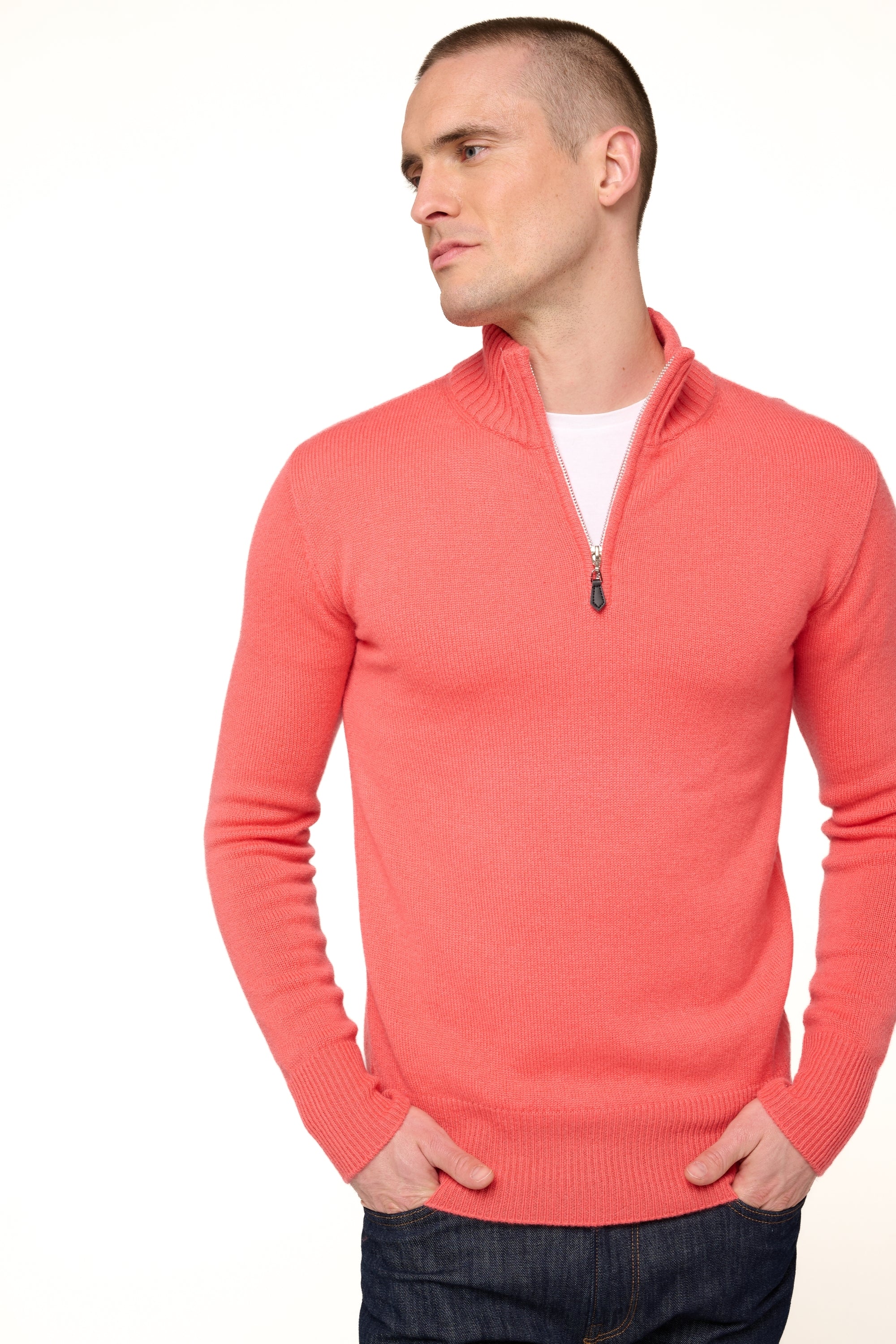 Donovan in cashmere da uomo - corallo luminoso - Mahogany