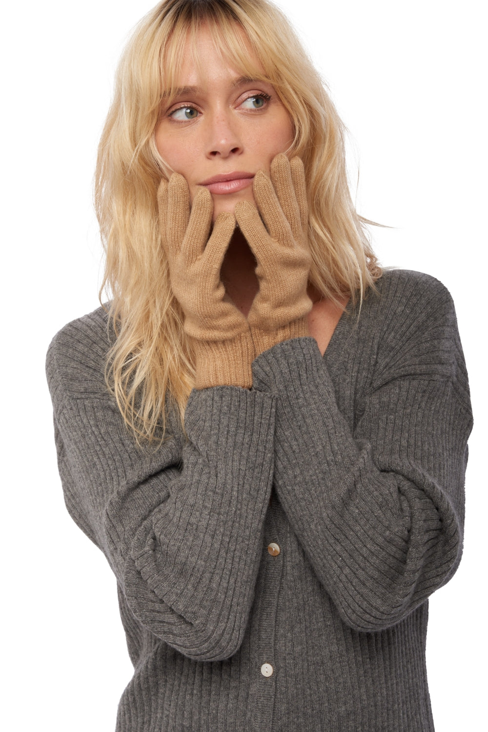Manine in cashmere donna - cammello - Mahogany