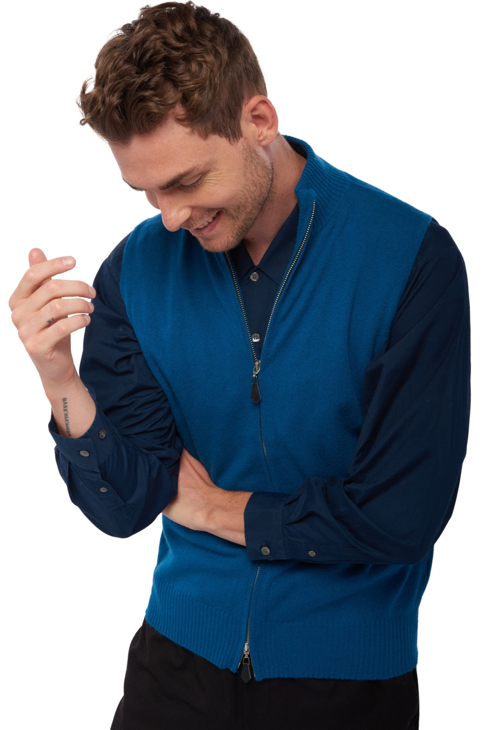Dali in cashmere uomo - blu anatra - Mahogany
