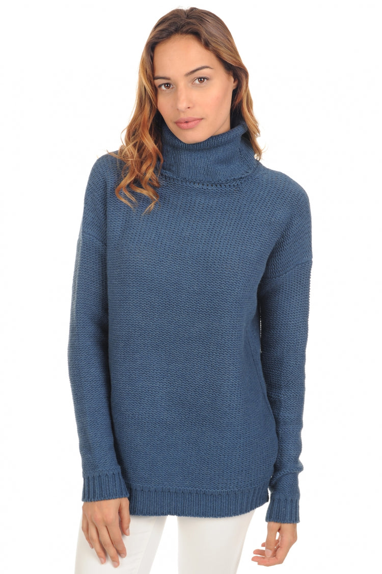 Maglione in yak, 100% yak, donna, collo a lupetto, vestibilità oversize, maniche lunghe, spessore grosso / 6 fili e +, maglia normale, Mahogany