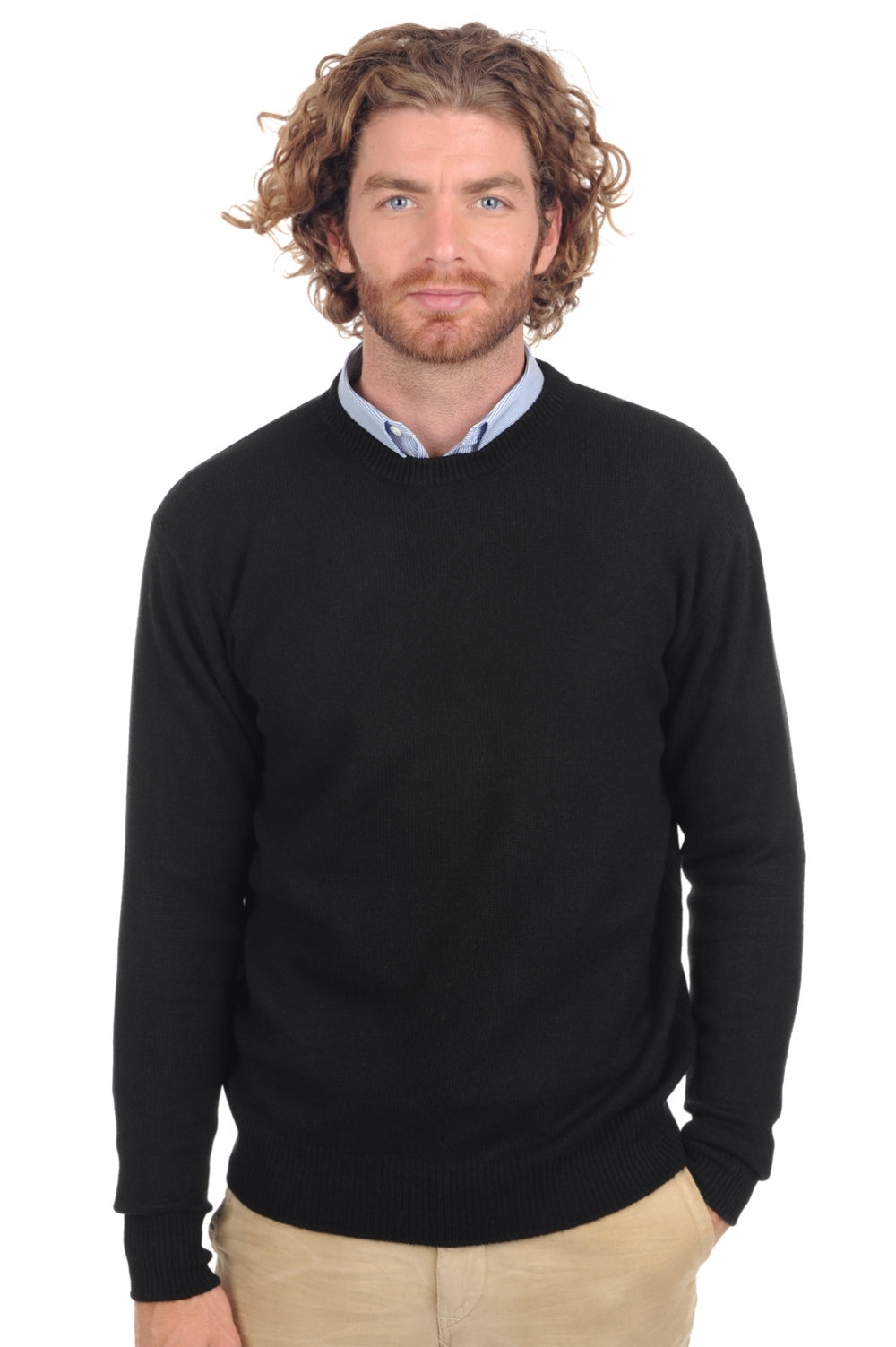 Maglione in cashmere, 100% cashmere, uomo, collo rotondo, taglio dritto, maniche lunghe, fine, , Mahogany