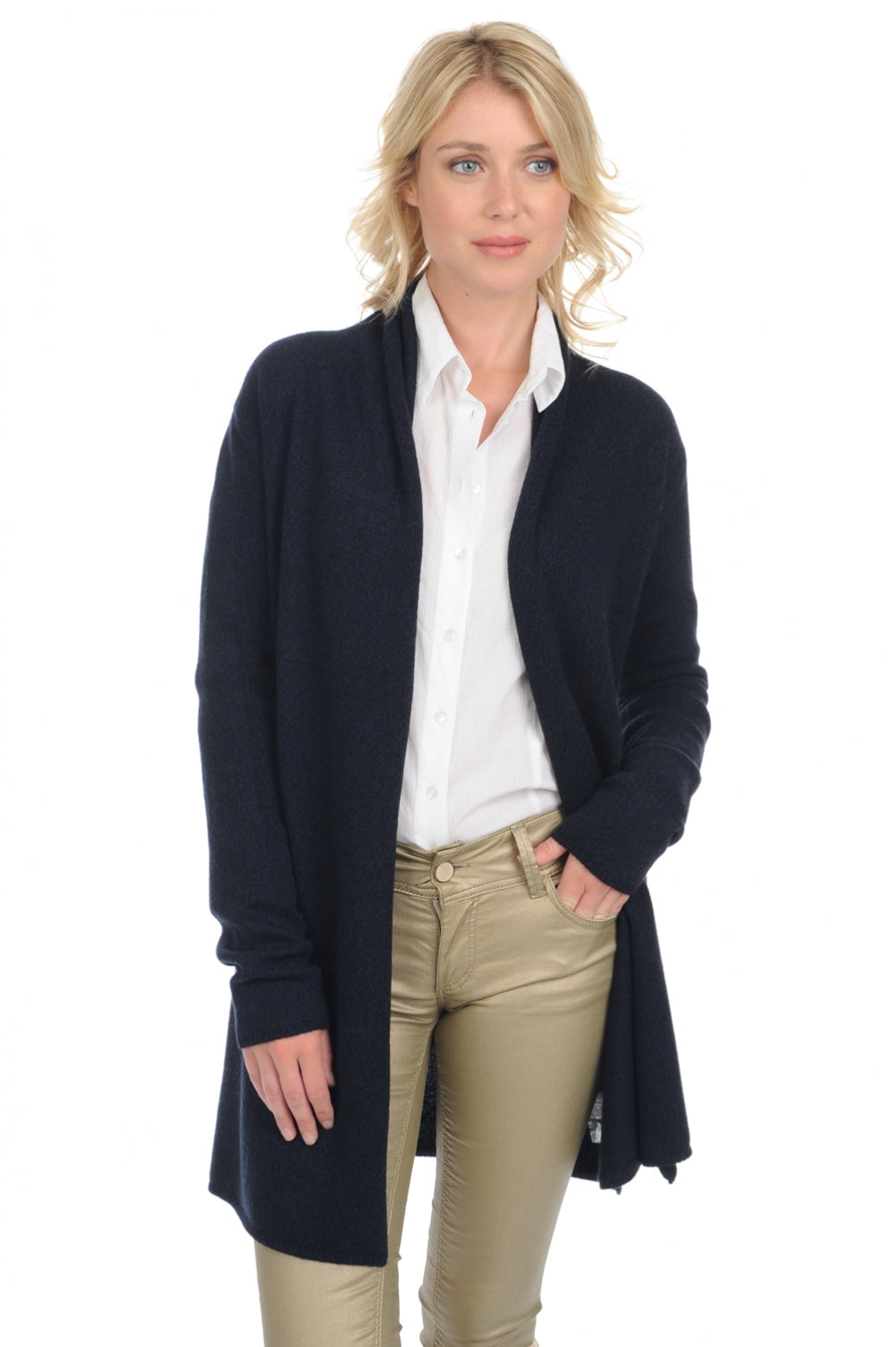Giacca in cashmere, 100% cashmere, donna, senza collo, taglio dritto, maniche lunghe, normale / 2 e 4 fili, maglia normale, Mahogany