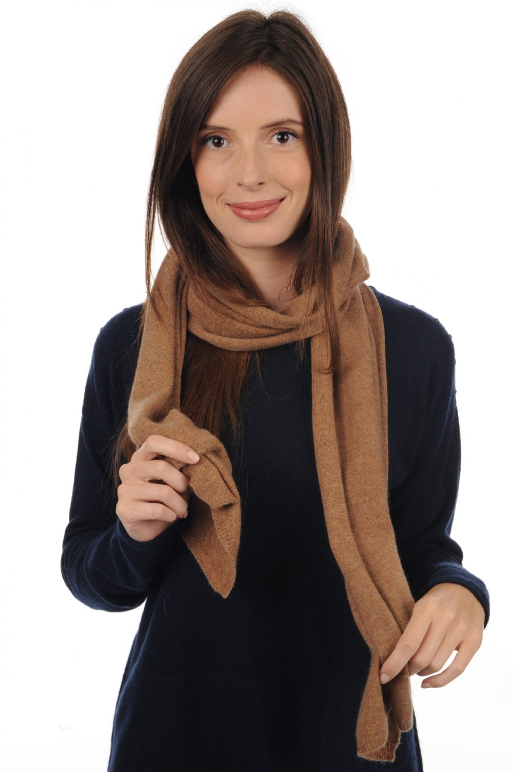 Ozone in cashmere misto - camel chiné - Mahogany