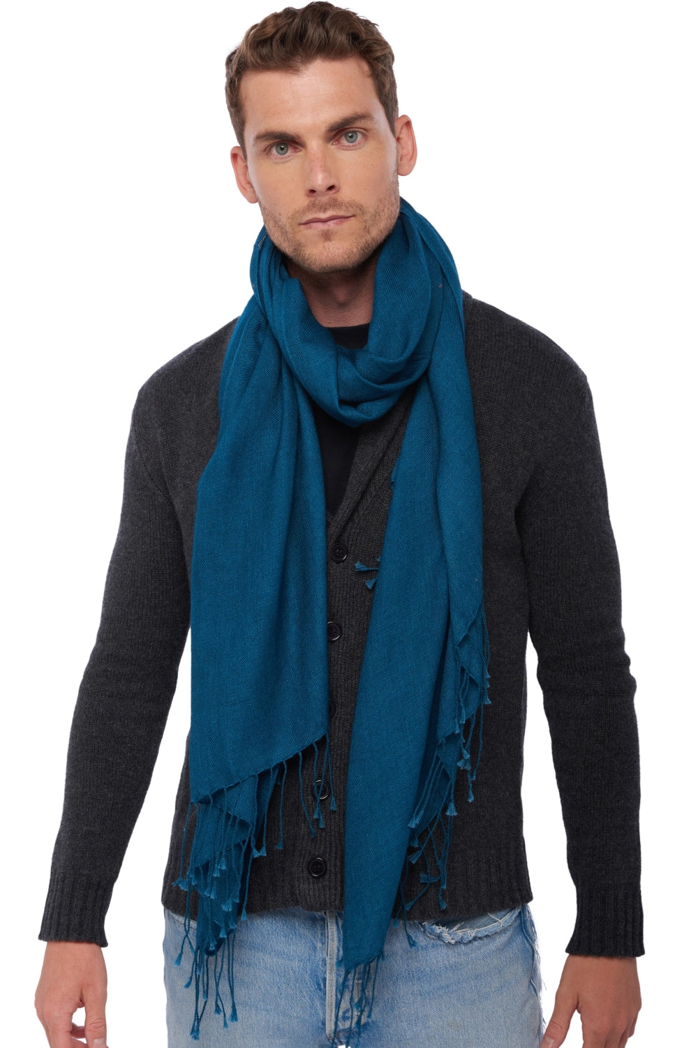 Diamant in cashmere misto - blu anatra - Mahogany