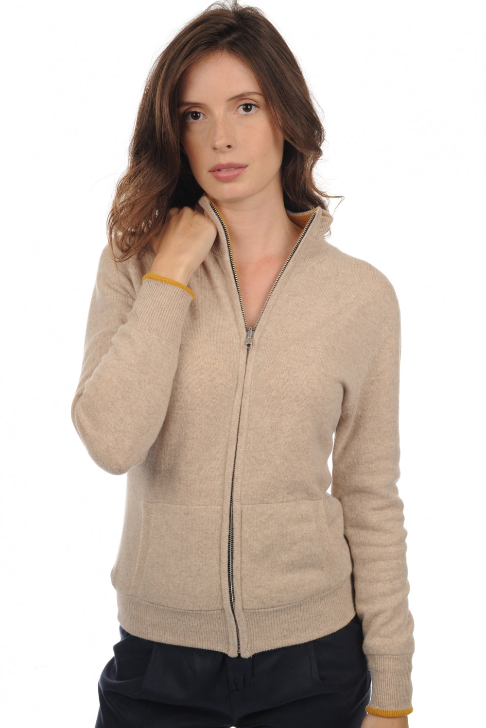 Akemi in cashmere donna - beige senza tempo / senape - Mahogany