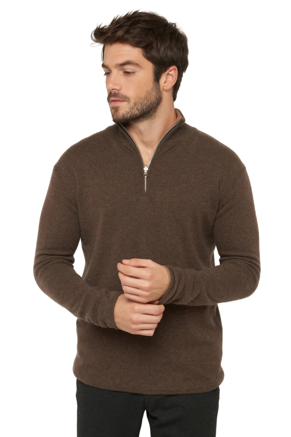 Cilio in cashmere uomo - marrone melange / cammello melange - Mahogany