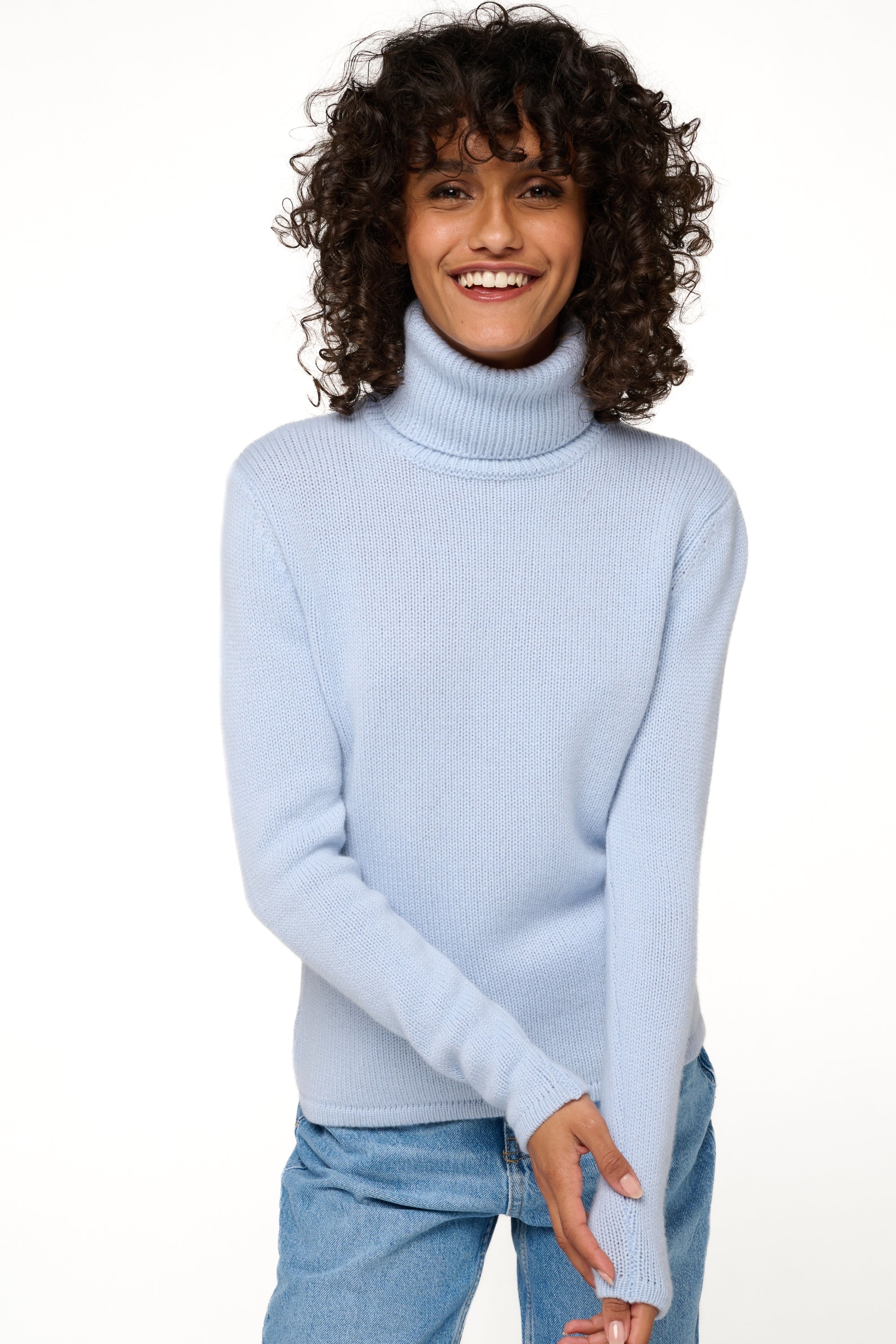 Carla in cashmere donna - cielo - Mahogany
