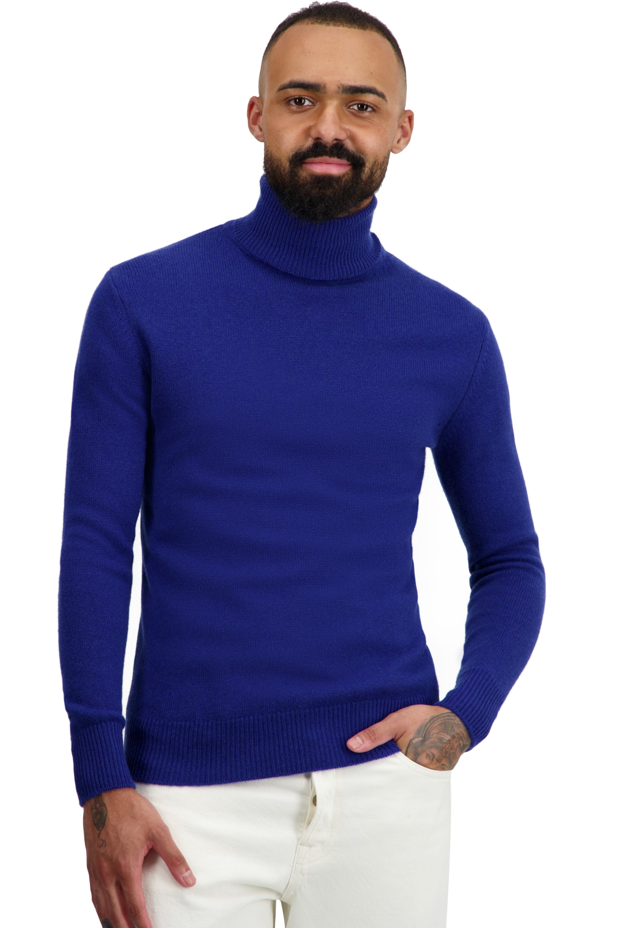 Maglione in cashmere, 100% cashmere, uomo, collo a lupetto, taglio dritto, maniche lunghe, normale / 2 e 4 fili, maglia normale, Mahogany