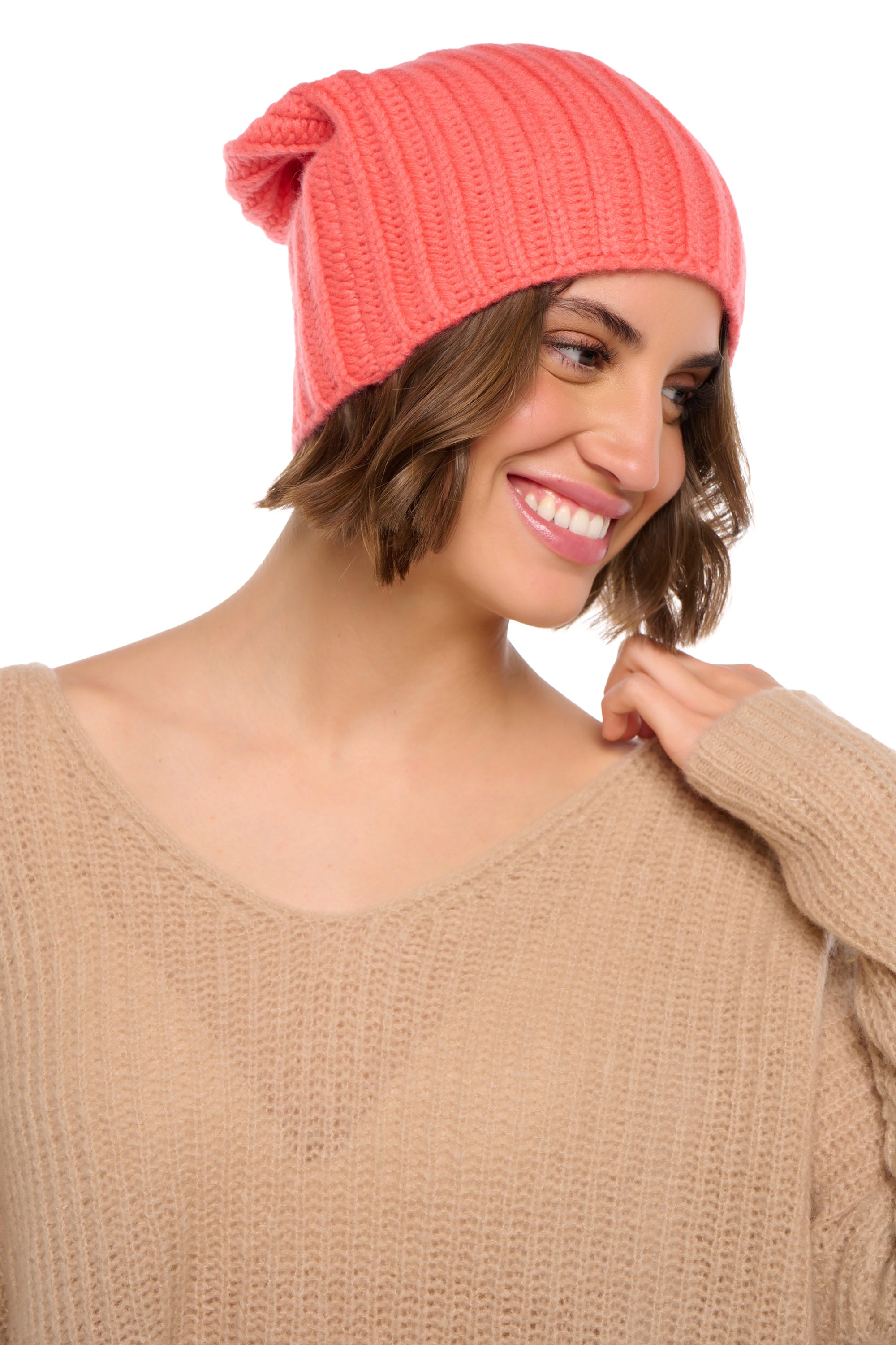 Youpie in cashmere misto - corallo luminoso - Mahogany