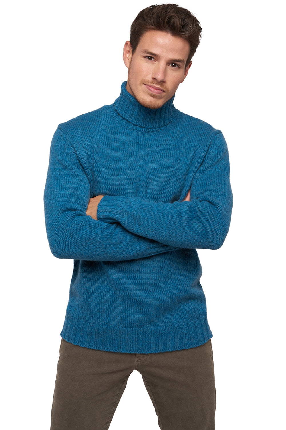 Achille in cashmere uomo - manor blue - Mahogany