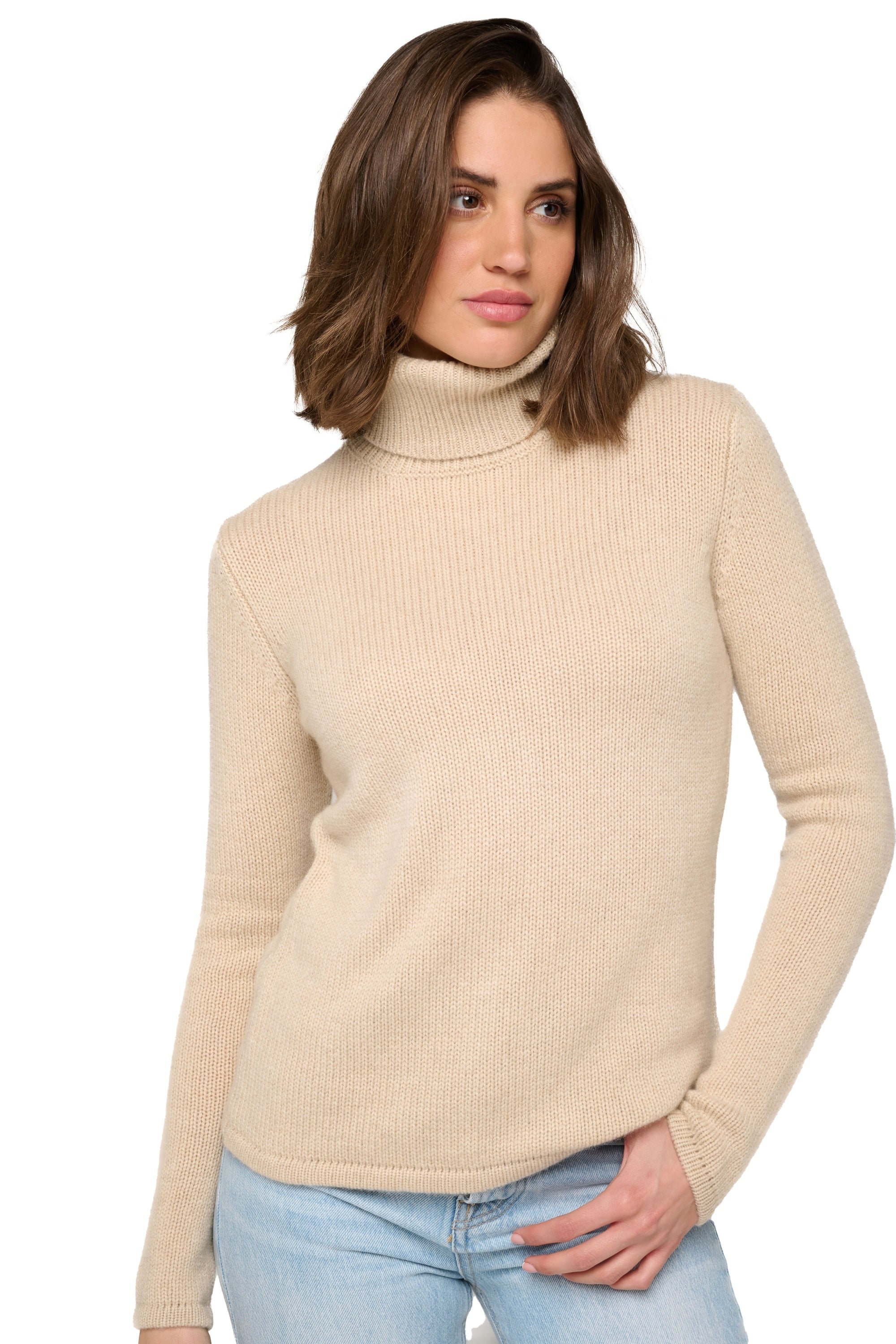 Carla in cashmere donna - natural beige - Mahogany
