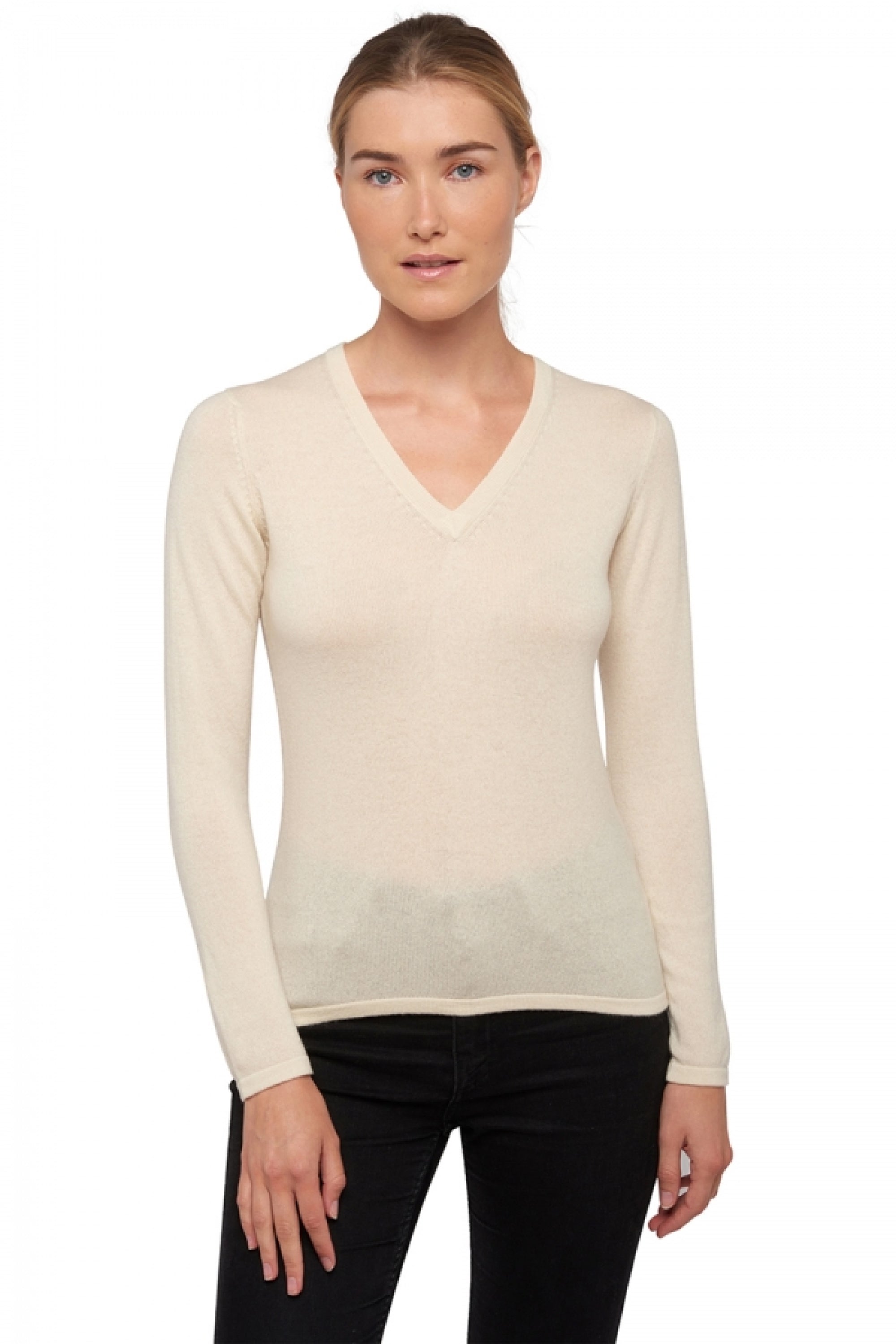 Emma in cashmere donna - natural écru - Mahogany