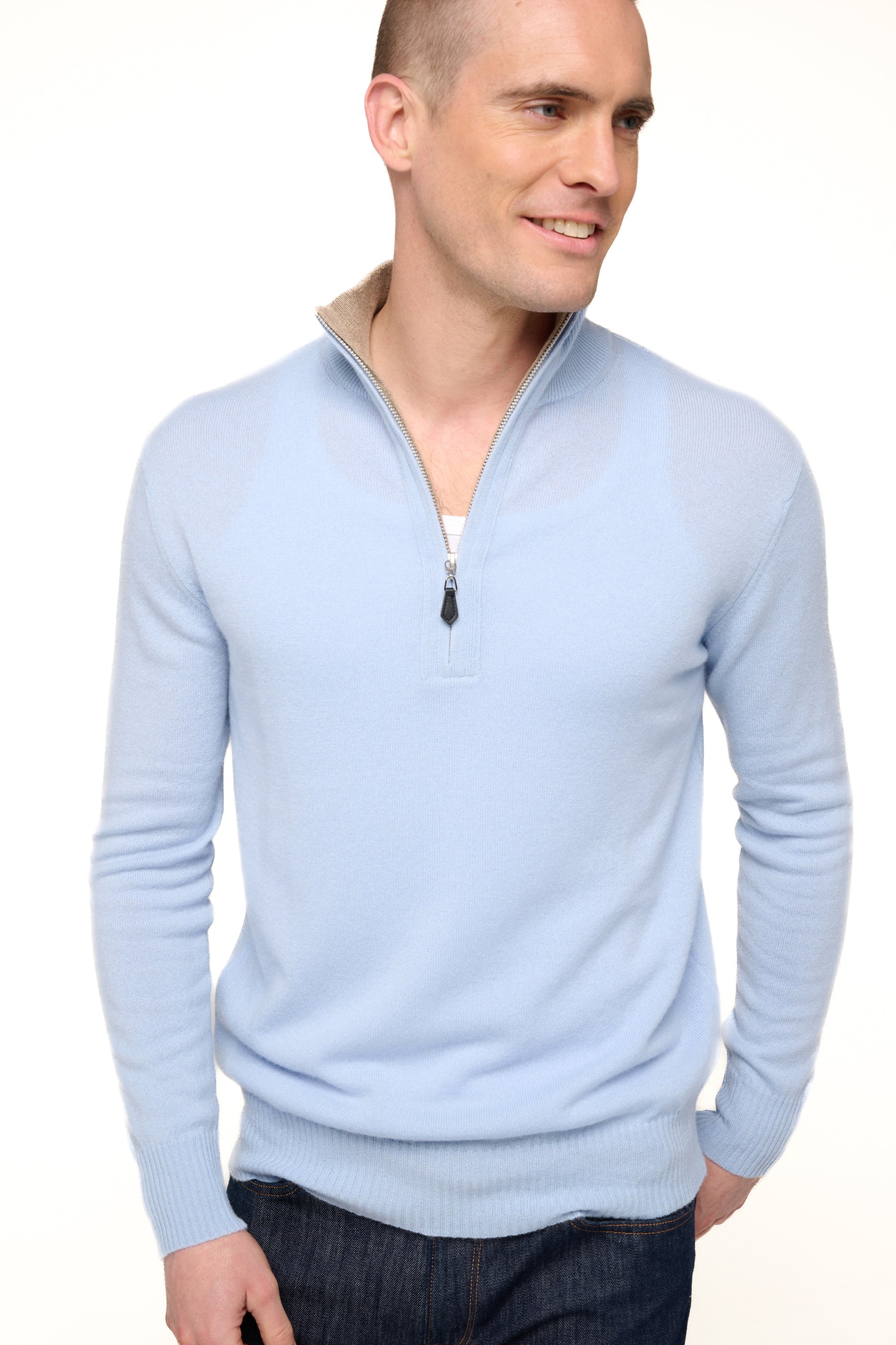 Henri in cashmere uomo - cielo / natural brown - Mahogany