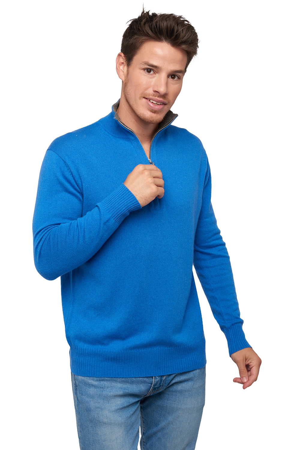 Henri in cashmere uomo - tetbury blue / marmotta melange - Mahogany