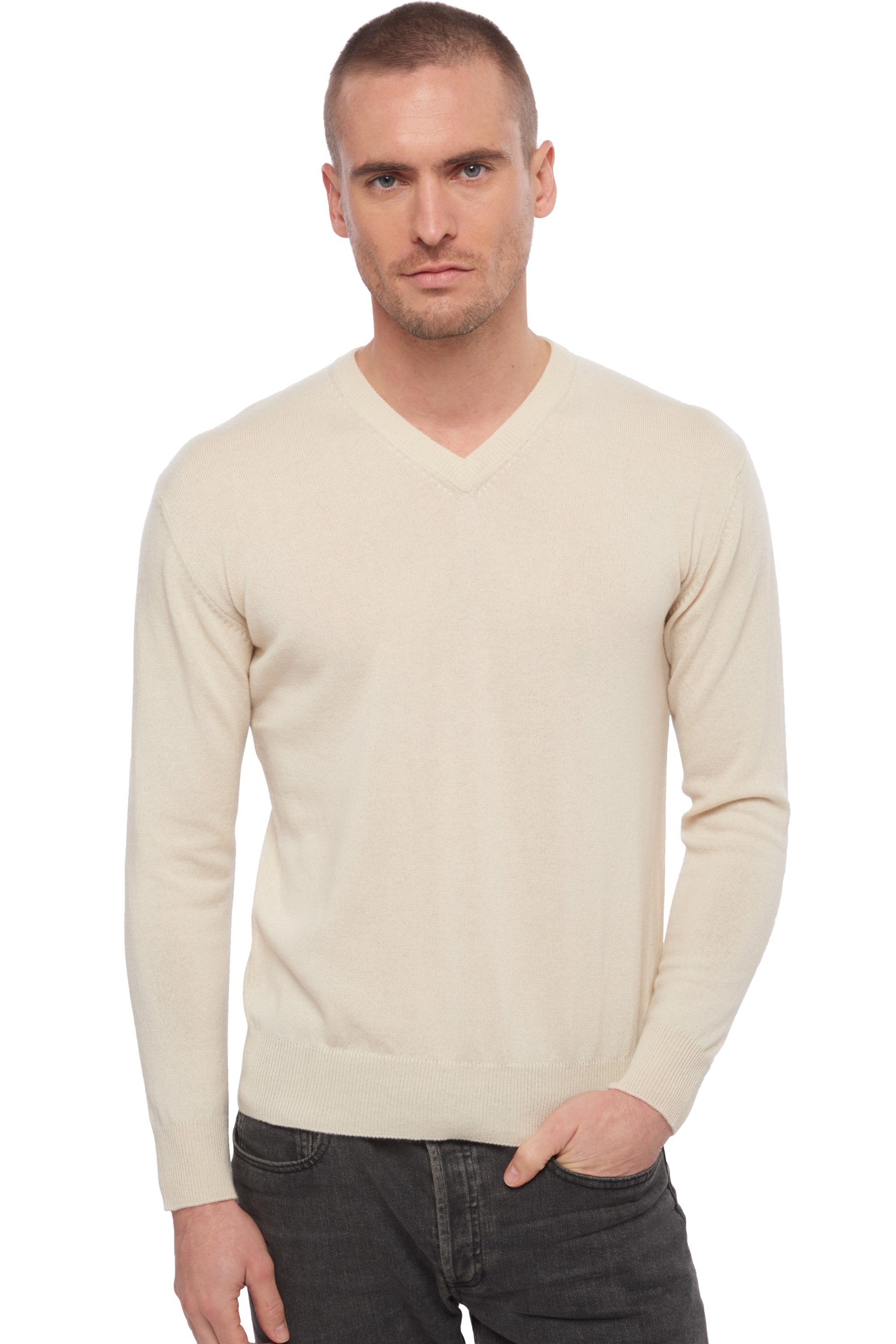 Hippolyte in cashmere da uomo - natural écru - Mahogany