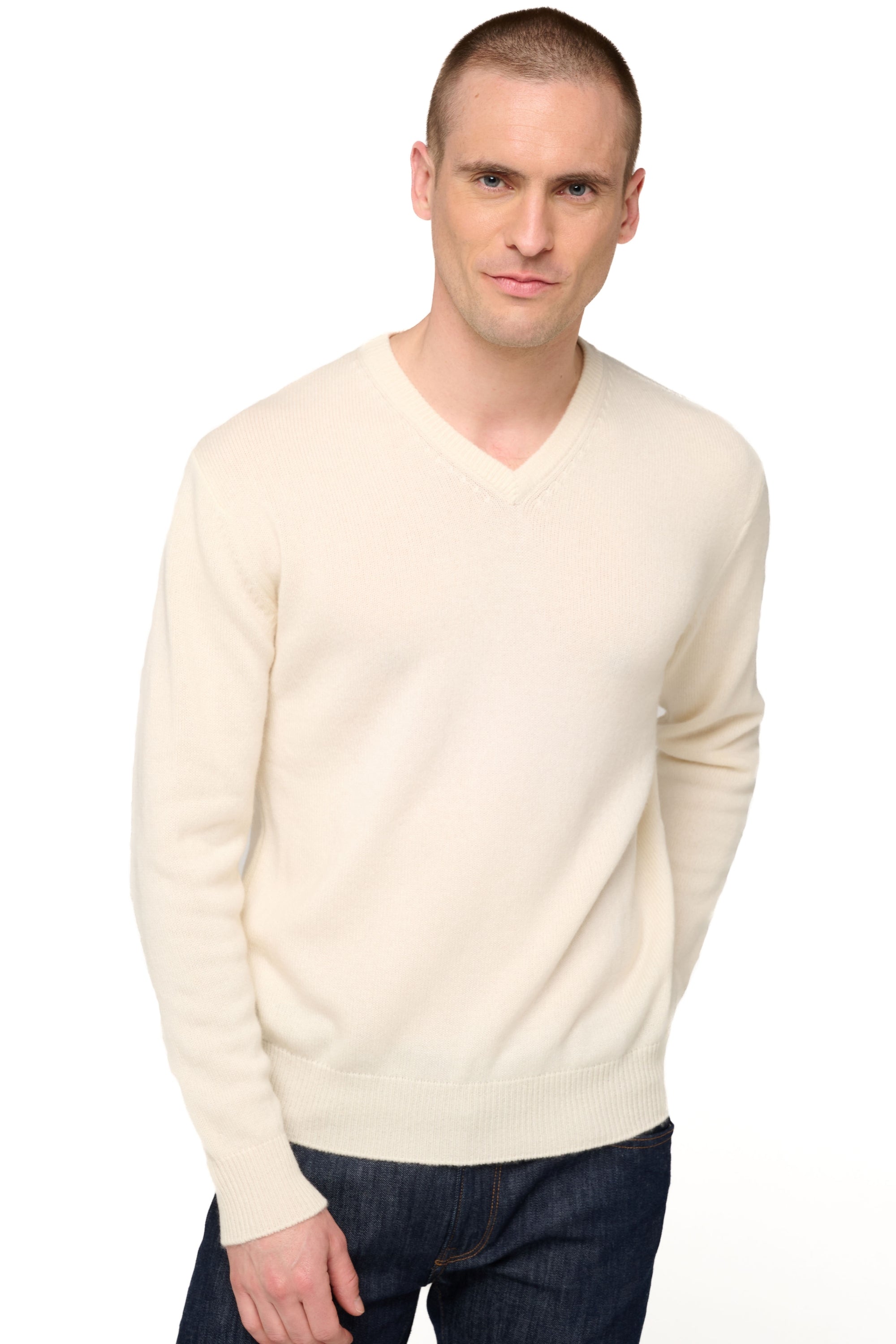 Hippolyte 4F in cashmere uomo - natural écru - Mahogany