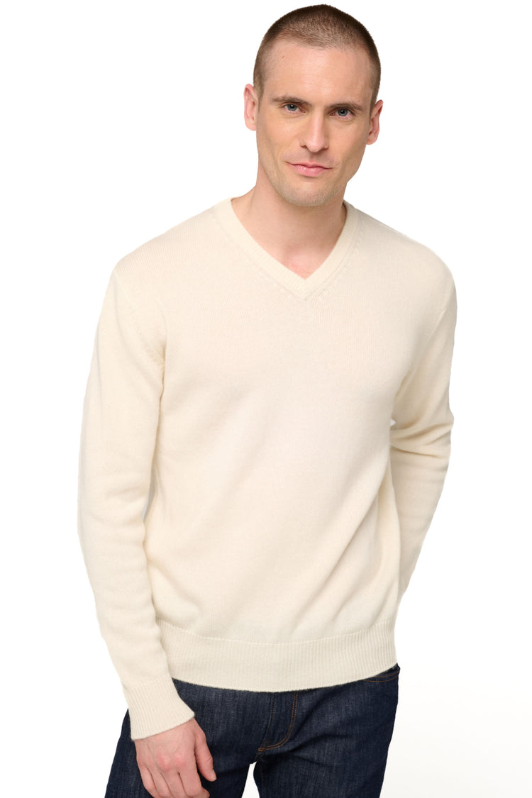 Hippolyte 4F in cashmere uomo - natural écru - Mahogany