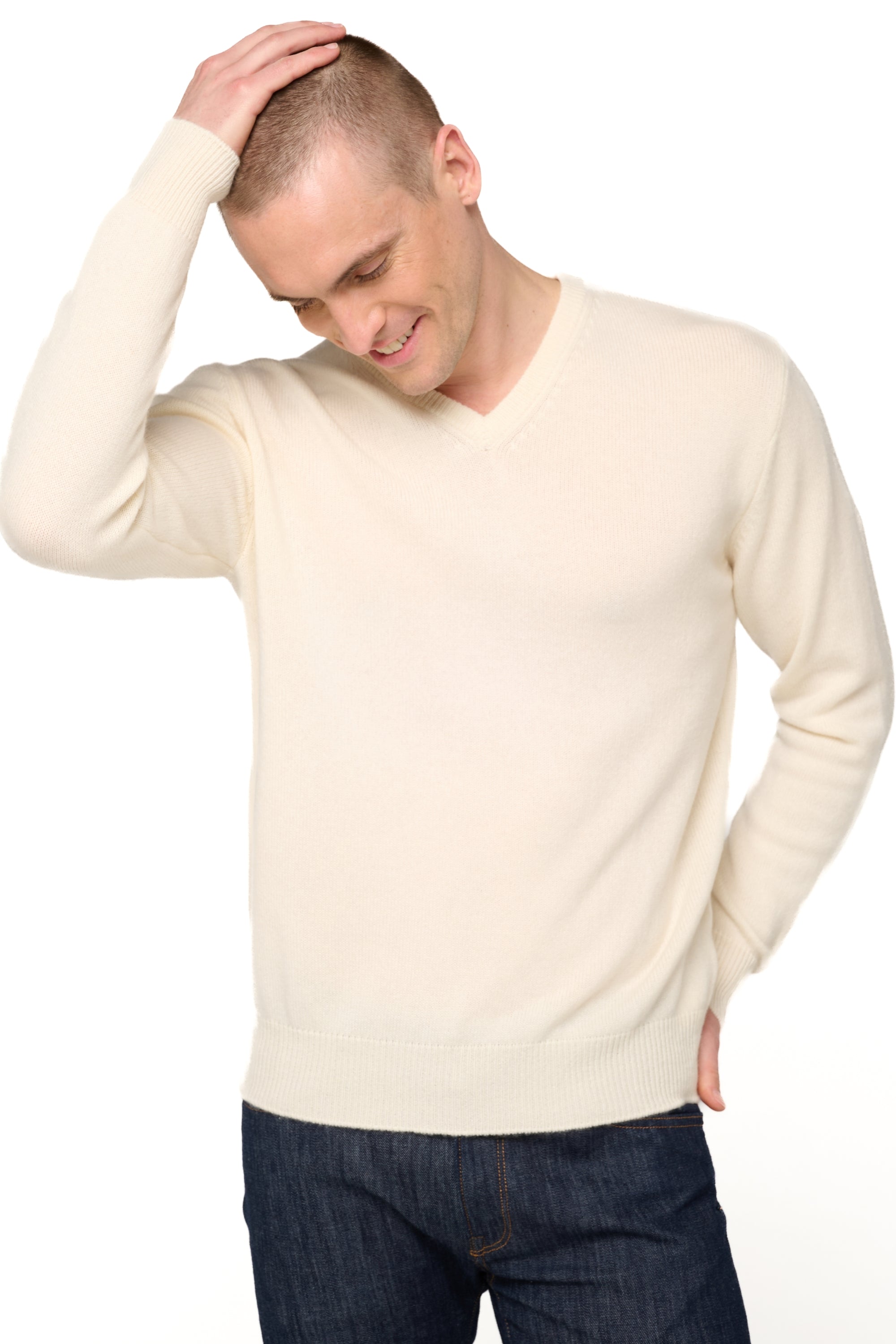 Hippolyte 4F en cachemire homme - Vue 1 - natural écru - Mahogany