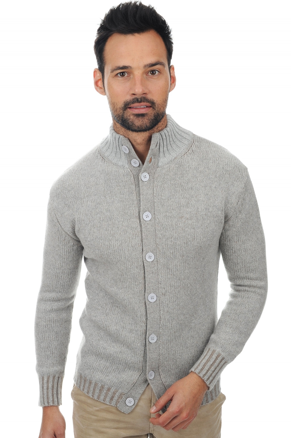 Jo in cashmere uomo - flanella chiné / natural brown - Mahogany