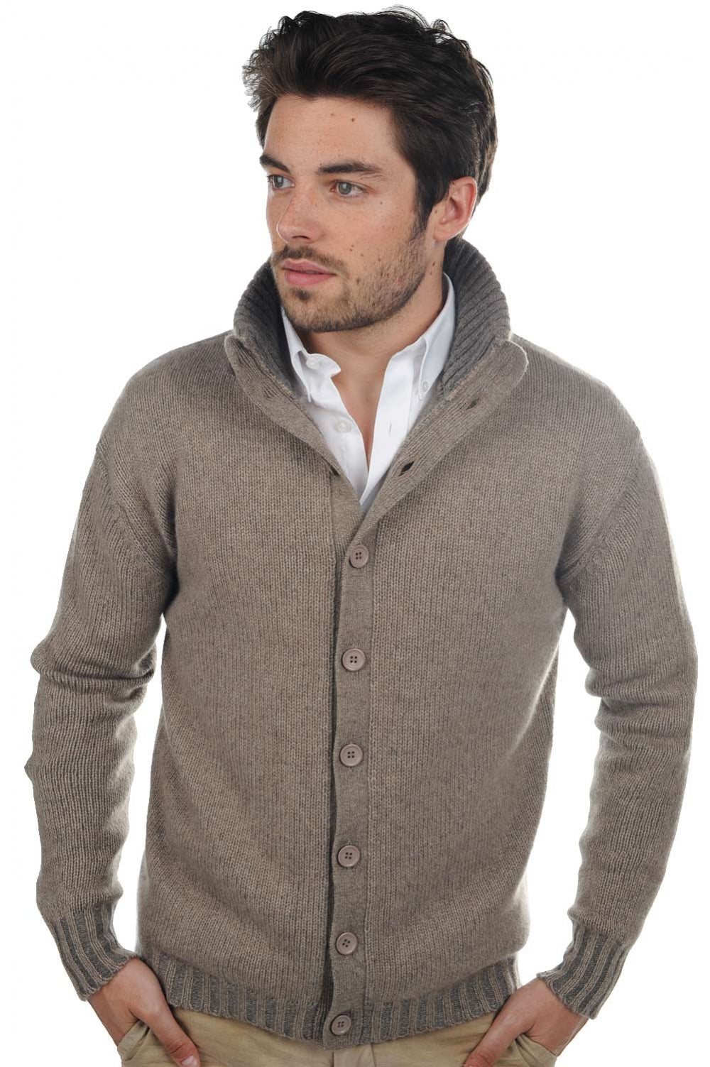 Jo in cashmere uomo - natural brown / marmotte chiné - Mahogany