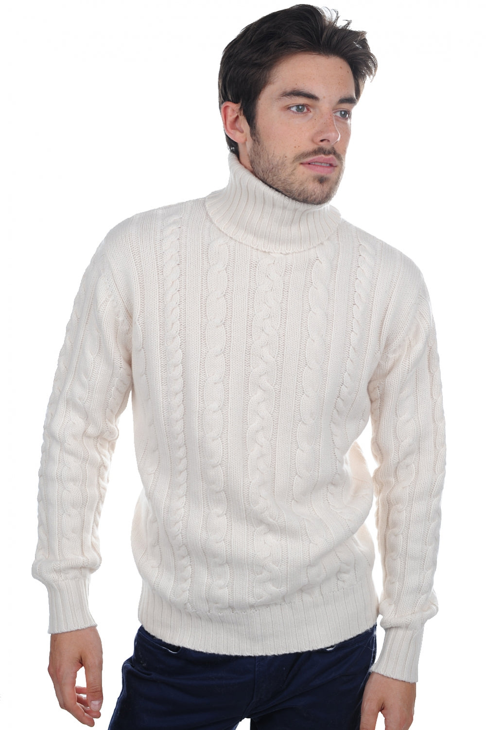 Lucas in cashmere da uomo - natural écru - Mahogany