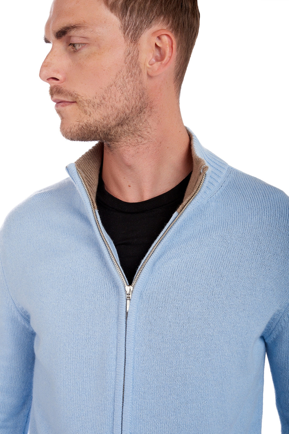 Maxime en cachemire homme - Vue 1 - ciel / natural brown - Mahogany