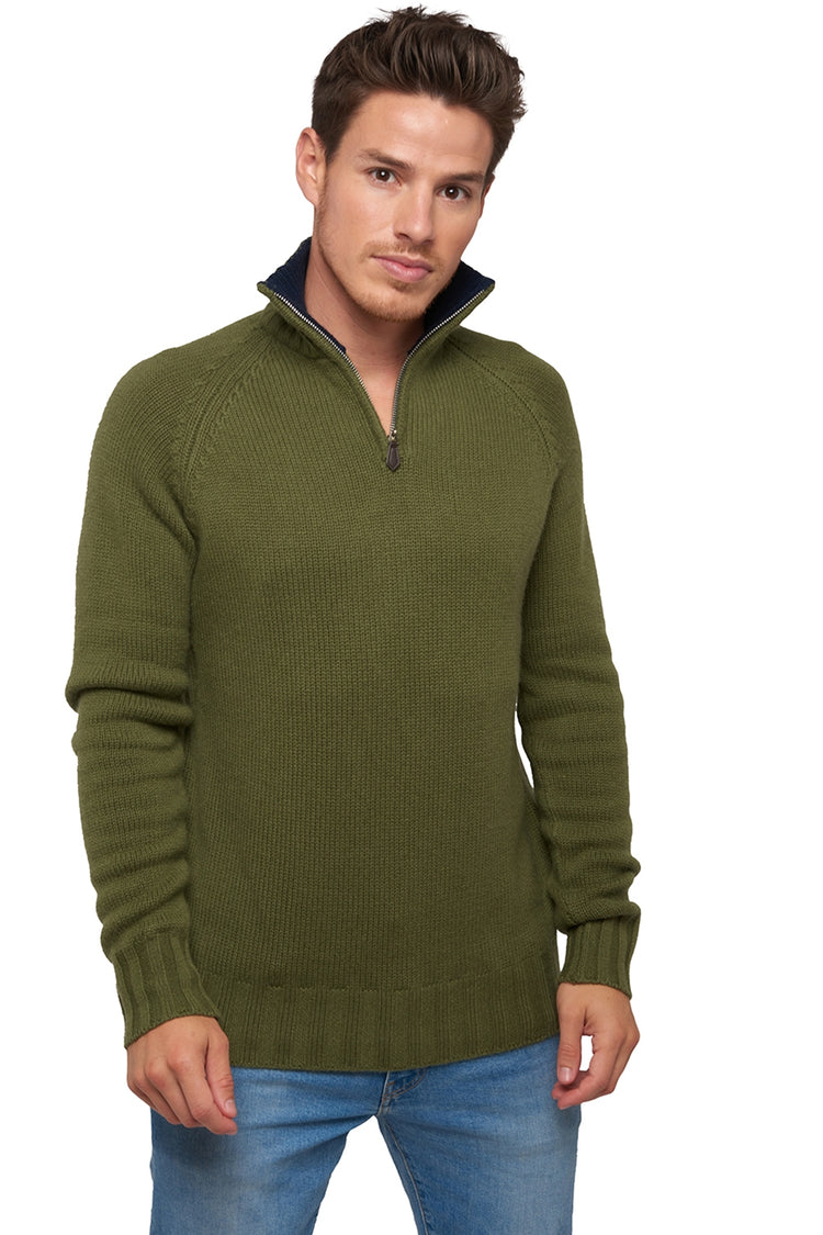Olivier in cashmere uomo - kaki / blu marino scuro - Mahogany