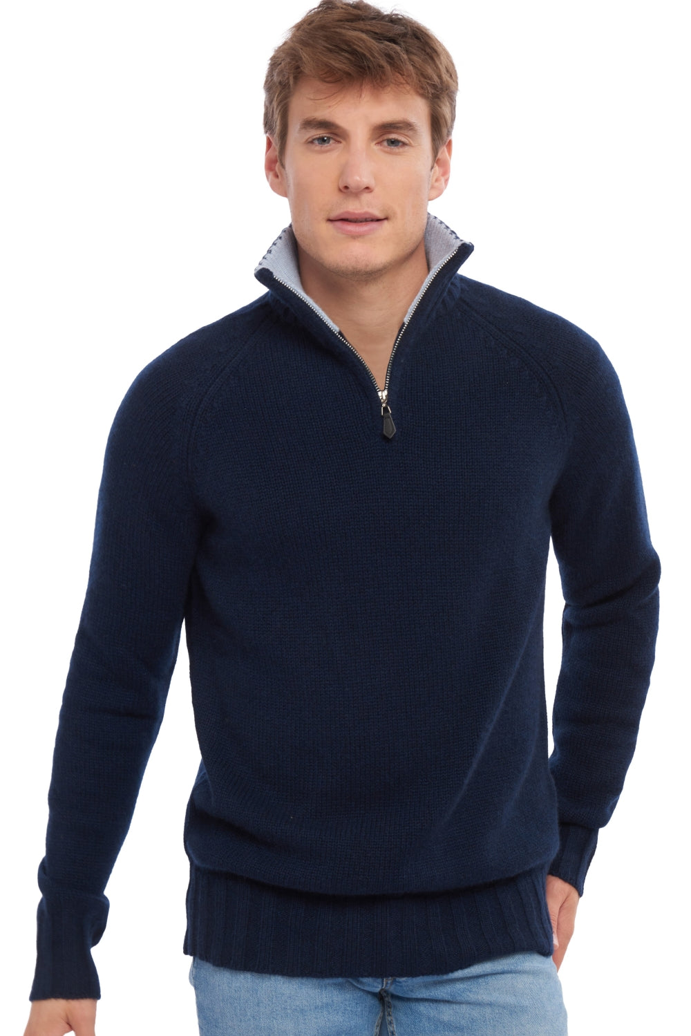 Olivier in cashmere uomo - blu marino scuro / cielo - Mahogany