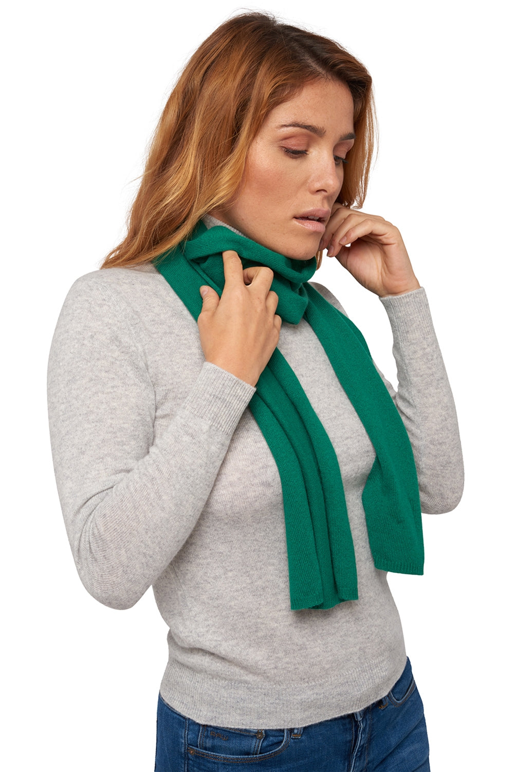 Ozone in cashmere misto - green grass - Mahogany
