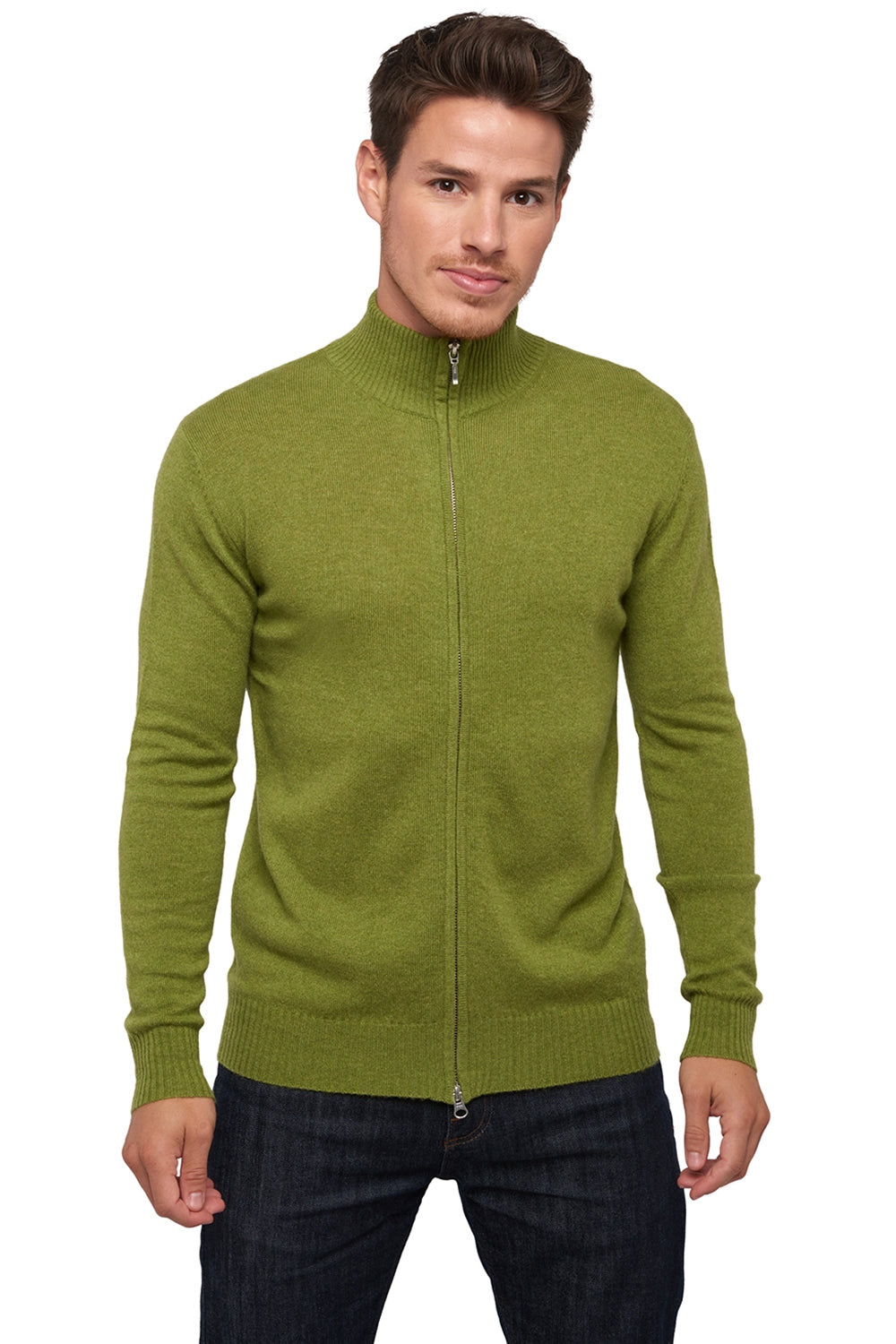 Cardigan in cashmere, 100% Cashmere, uomo, collo alto / collo a camino, chiusura zip, taglio dritto, maniche lunghe, normale / 2 e 4 fili, maglia normale, Mahogany